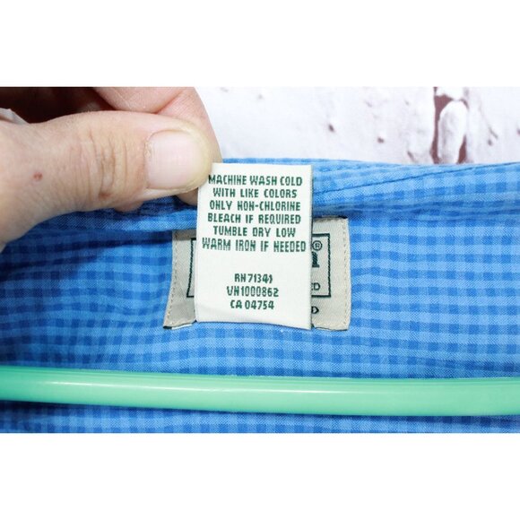 LL Bean Organic Cotton Seersucker Shirt Slightly Fitted Plaid Blue L Tall - Picture 9 of 11